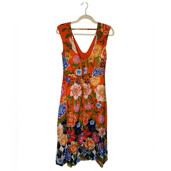 Anthropologie Low Back Printed Midi Dress Size 2 - Picture 4 of 7
